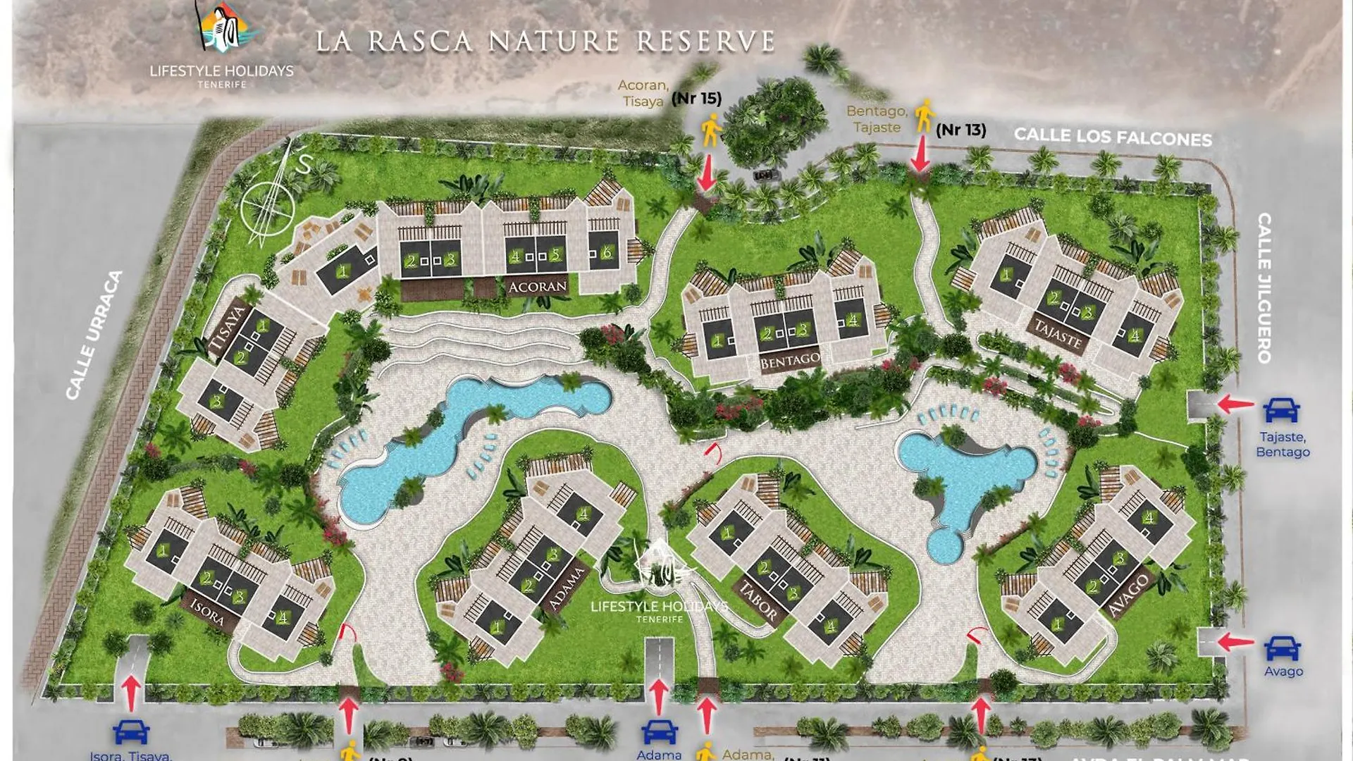 펜션 아로나 Jardines - Adama 1 3 Vista Piscina 빌라 스페인